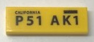 Lego Tile 1 x 3 with 'CALIFORNIA P51 AK1' Pattern (Sticker) - Set 10252 / Yellow