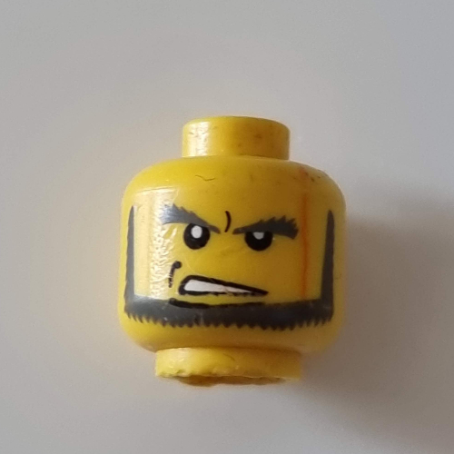 Lego Minifig Head, Beard with Angry Eyebrows and Open Mouth Print / Yellow
