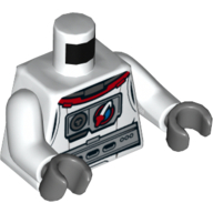 Lego Torso Spacesuit Silver Belt and Chest Piece with Space Shuttle Logo, Front and Back Print, White Arms, Dark Bluish Gray Hands / White