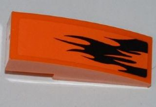 Lego Slope, Curved 3 x 1 with Black Flames Pattern Model Left (Sticker) - Set 7971
