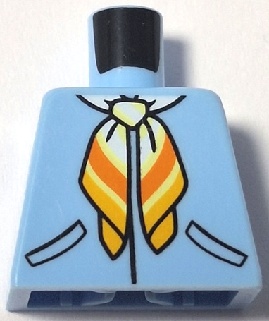 Lego Torso Jacket, Orange and Bright Light Orange Scarf and Black Pockets Pattern / Bright Light Blue