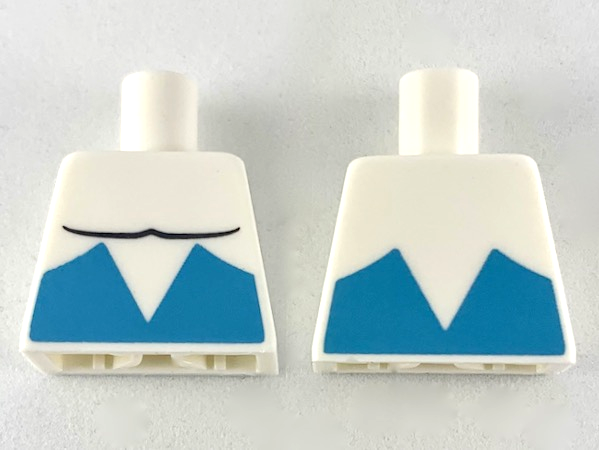Lego Torso Black Muscle Contour with Medium Azure Angular Lower Panels Pattern / White