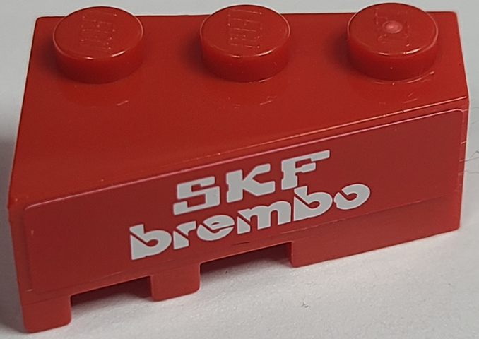 Lego Wedge 3 x 2 Right with White 'SKF BREMBO' on Red Background Pattern (Sticker) - Set 8157 / Red