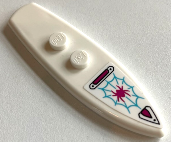 Lego Minifigure, Utensil Surfboard Standard with Magenta Spider and Medium Azure Web Pattern (Sticker) - Set 76115 / White