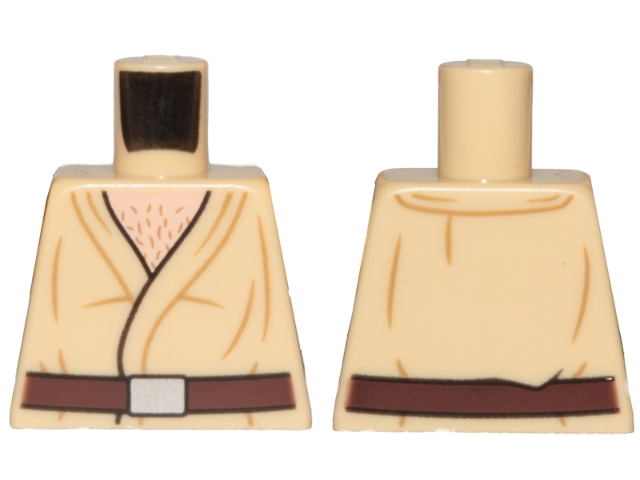 Lego Torso SW Tunic, Dark Brown Belt and Hairy Chest Pattern (Wuher) / Tan