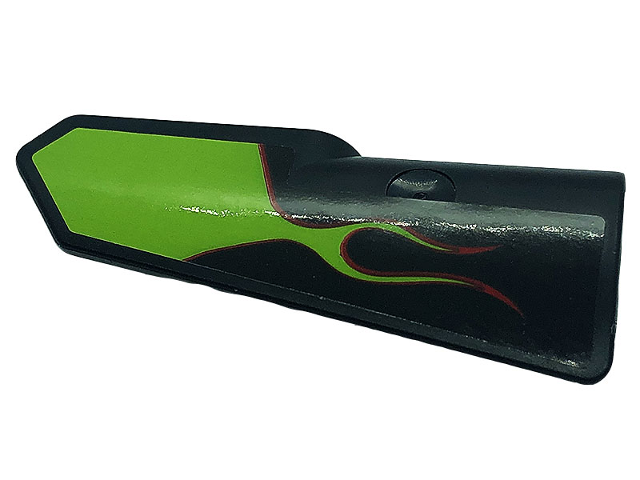 Lego Technic, Panel Fairing #22 Very Small Smooth, Side A with Lime Flames Pattern (Sticker) - Set 42118 / Black