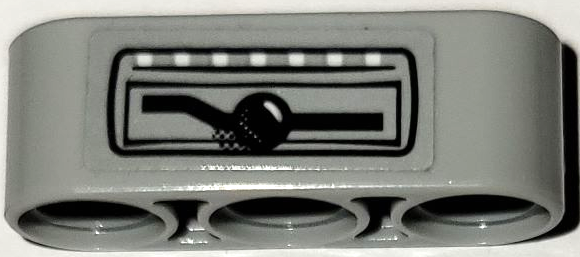 Lego Technic, Liftarm Thick 1 x 3 with White Dots, Black Lever and Lines Pattern (Sticker) Set 42114 / Light Bluish Gray