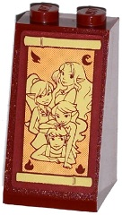 Lego Slope 75 2 x 2 x 3 - Solid Studs with 4 Elves Portrait Pattern (Sticker) - Set 41075 / Dark Red