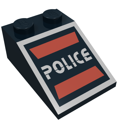 Lego Brick Sloped 33° 3 x 2 with 'POLICE' print (Space Police I) / Black