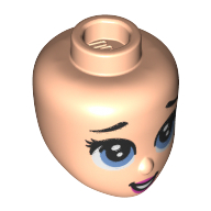 Lego Minidoll Head Medium Blue Eyes, Open Mouth, Pink Lips / Light Nougat