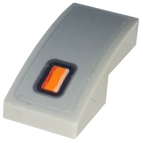 Lego Slope, Curved 2 x 1 x 2/3 with Orange Blinker Light Pattern Model Left Side (Sticker) - Set 76917