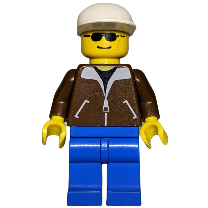 Lego Man - Brown Jacket, Blue Legs, White Cap