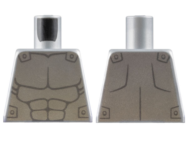 Lego Torso Silver Armor with Dark Bluish Gray Muscles Outline Pattern / Flat Silver