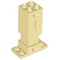 Lego Brick, Modified 2 x 2 x 5 with 2 x 4 Plate Base, Spring Unit, and 2 Technic Holes