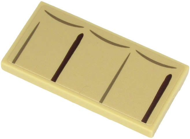 Lego Tile 2 x 4 with Dark Brown and Dark Tan Lines on Tan Background Pattern (Sticker) - Set 71705