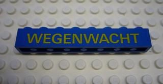 Lego Brick 1 x 8 with Yellow 'WEGENWACHT' Pattern (Sticker) - Set 1590-2