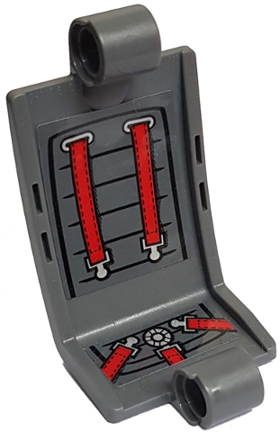 Lego Technic, Panel Curved 3 x 5 x 3 with Dark Bluish Gray Cushions and Red Seat Belts on Inside Pattern (Stickers) - Set 42057