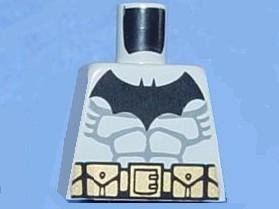 Lego Torso Batman Logo with Muscles and Yellow Belt with Snaps Pattern / Light Bluish Gray
