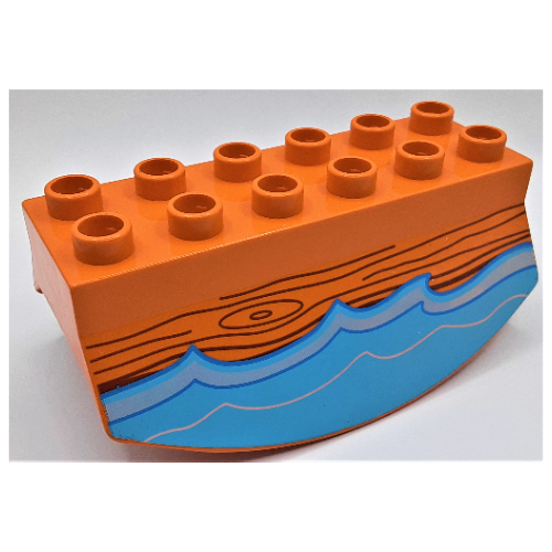 Lego Duplo Brick 2 x 6 Lower Flap Extensions with Wood and Water Print