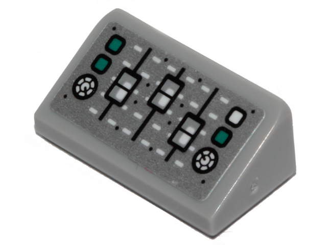 Lego Slope 30 1 x 2 x 2/3 with Sliders, Dark Turquoise and White Buttons Pattern (Sticker) - Set 70431