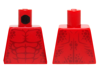 Lego Torso Bare Chest with Muscles and Dark Red Spots Pattern / Red