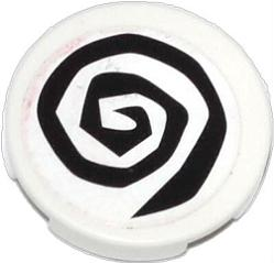 Lego Tile, Round 2 x 2 with Black Spiral Pattern (Sticker) - Set 79104