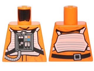 Lego Torso SW Rebel Pilot with Black Belt with Buckle on Back Pattern / Orange