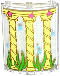 Lego Cylinder Quarter 4 x 4 x 6 with Columns, Seaweed, Starfish and Bubbles Pattern (Sticker) - Set 41063