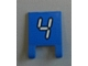Lego Flag 2 x 2 Square with Flat Edge with White Number 4 with Black Outline on Blue Background Pattern (Sticker) - Set 3569