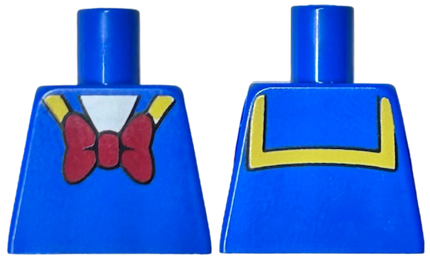 Lego Torso Sailor Suit with Yellow Collar Trim and Large Red Bow Tie Pattern