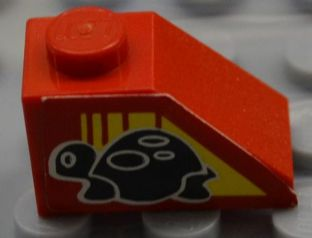 Lego Slope 45 2 x 1 with Black Turtle on Right Side Pattern (Sticker) - Set 8858-1