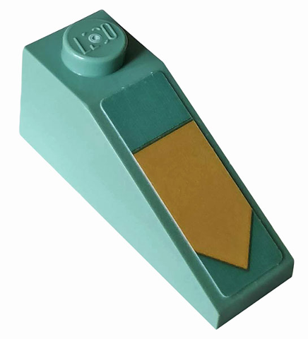 Lego Slope 33 3 x 1 with Gold Arrow on Sand Green Background Pattern (Sticker) - Set 70612
