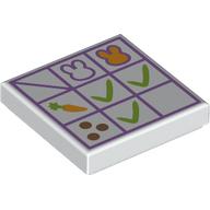 Lego Tile 2 x 2 with Lavender Calendar, Bunnies, Carrot, Lime Marks Print
