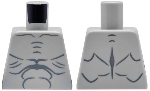 Lego Torso with Dark Bluish Gray Muscles Outline, Collar Bones and Skin Folds Pattern / Light Bluish Gray