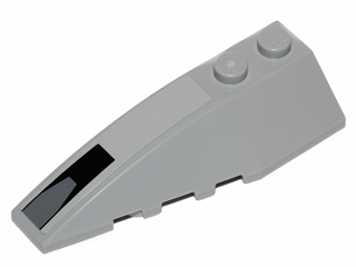 Lego Wedge 6 x 2 Left with Black Rectangle and Dark Bluish Gray Trapezoid Pattern (Sticker) - Set 75022