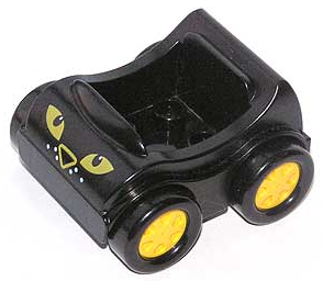 Lego Duplo Car with Yellow Wheels and Eyes, with Leopard Face Print