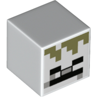 Lego Minifig Head Special, Cube with Pixelated Black Eyes, Olive Green Pixels Print