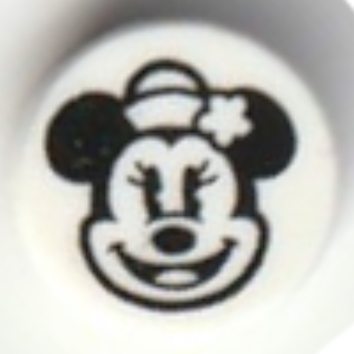 Lego Tile Round 1 x 1 with Classic Minnie Mouse Print / White