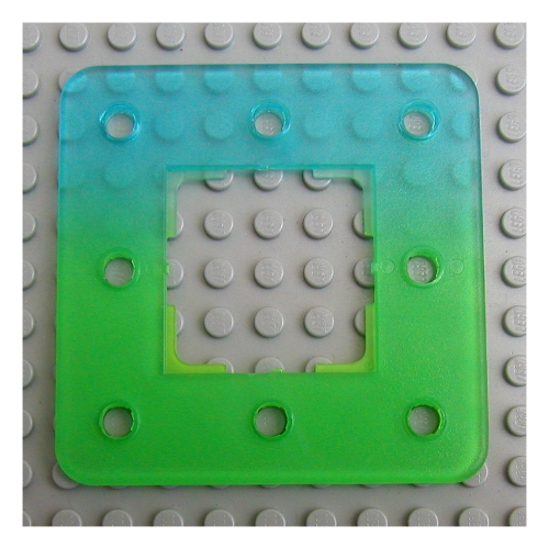 Lego Clikits Frame, Square 3 x 3 with 8 Holes, Marbled Bright Green Pattern / Trans-Light Blue