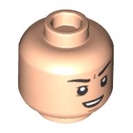 Lego Minifig Head Hulk (Bruce Banner), Eyebrows, Neutral / Angry with Green Eyes with Lime Shadow Print / Light Nougat