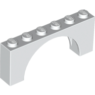 Lego Brick Arch 1 x 6 x 2 - Thin Top without Reinforced Underside [New Version] / White