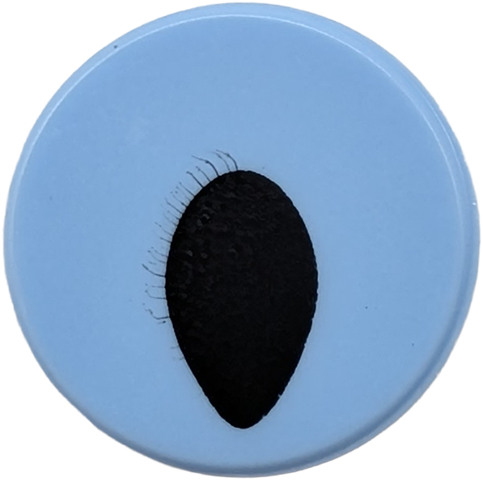 Lego Tile, Round 1 x 1 with Black Pointed Oval Claw Pattern / Bright Light Blue
