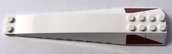 Lego Wedge 16 x 4 Triple Curved with Reinforcements with Red and White Diagonal Pattern on Both Sides (Stickers) - Set 10215