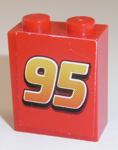 Lego Brick 1 x 2 x 2 with Inside Stud Holder with '95' Pattern (Sticker) - Set 8486