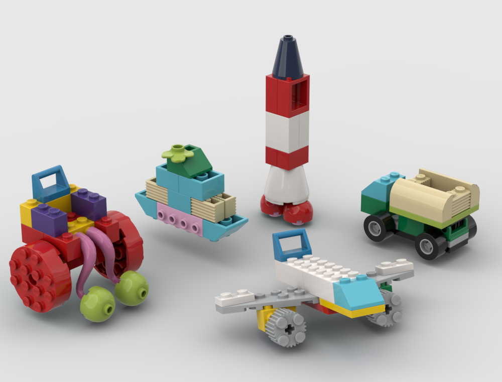 Lego Vehicles (truck, rocket, plane, ship, wheelchair) (6491400-1 Alternate Build)