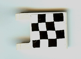 Lego Flag 2 x 2 Square with Flat Edge with Checkered Pattern on Single Side, 2 Black Diagonal Corners (Sticker) - Set 4982