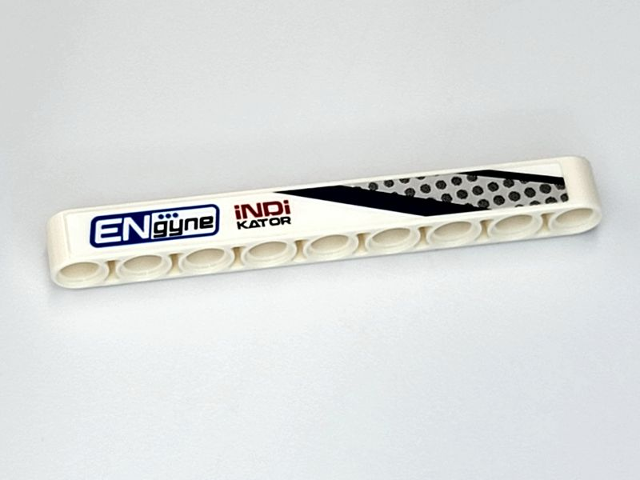 Lego Technic, Liftarm Thick 1 x 9 with Dark Blue and Dark Red 'ENgyne', 'iNDiKATOR' and Silver Vent Pattern Model Right Side (Sticker) - Set 42109