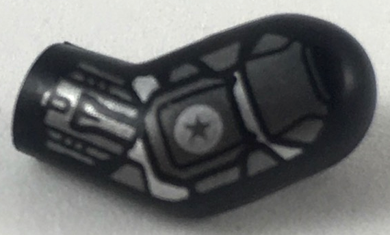 Lego Arm, Left with Dark Silver and Silver Armor Plates, Star in Circle Pattern / Black