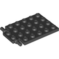 Lego Plate Special 4 x 6 with Trap Door Hinge [Long Pins] / Black