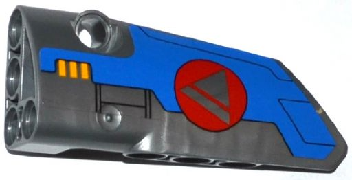 Lego Technic, Panel Fairing # 3 Small Smooth Long, Side A with Triangle in Red Circle and Milano Spaceship Pattern (Sticker) - Set 76021